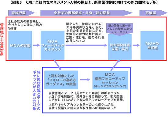 図表5 C社:全社的なマネジメント人材の棚卸と、新事業体制に向けての能力開発モデル