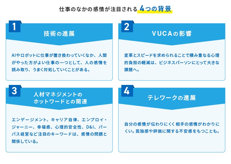 仕事の中の感情が注目される4つの背景