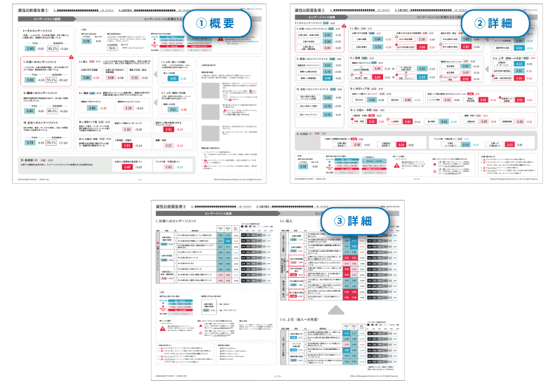 全体結果を確認する報告書の構成